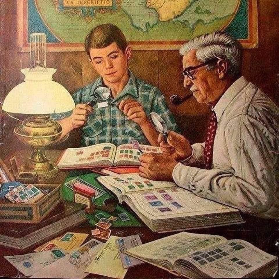 Image-of-Stamp-Collecting-with-Grandson